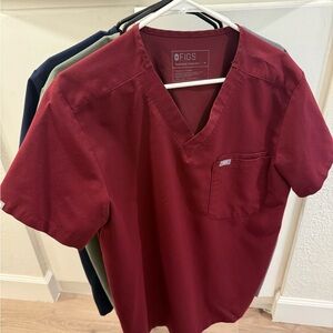 Figs Men's Deep Red Short Sleeve Shirt